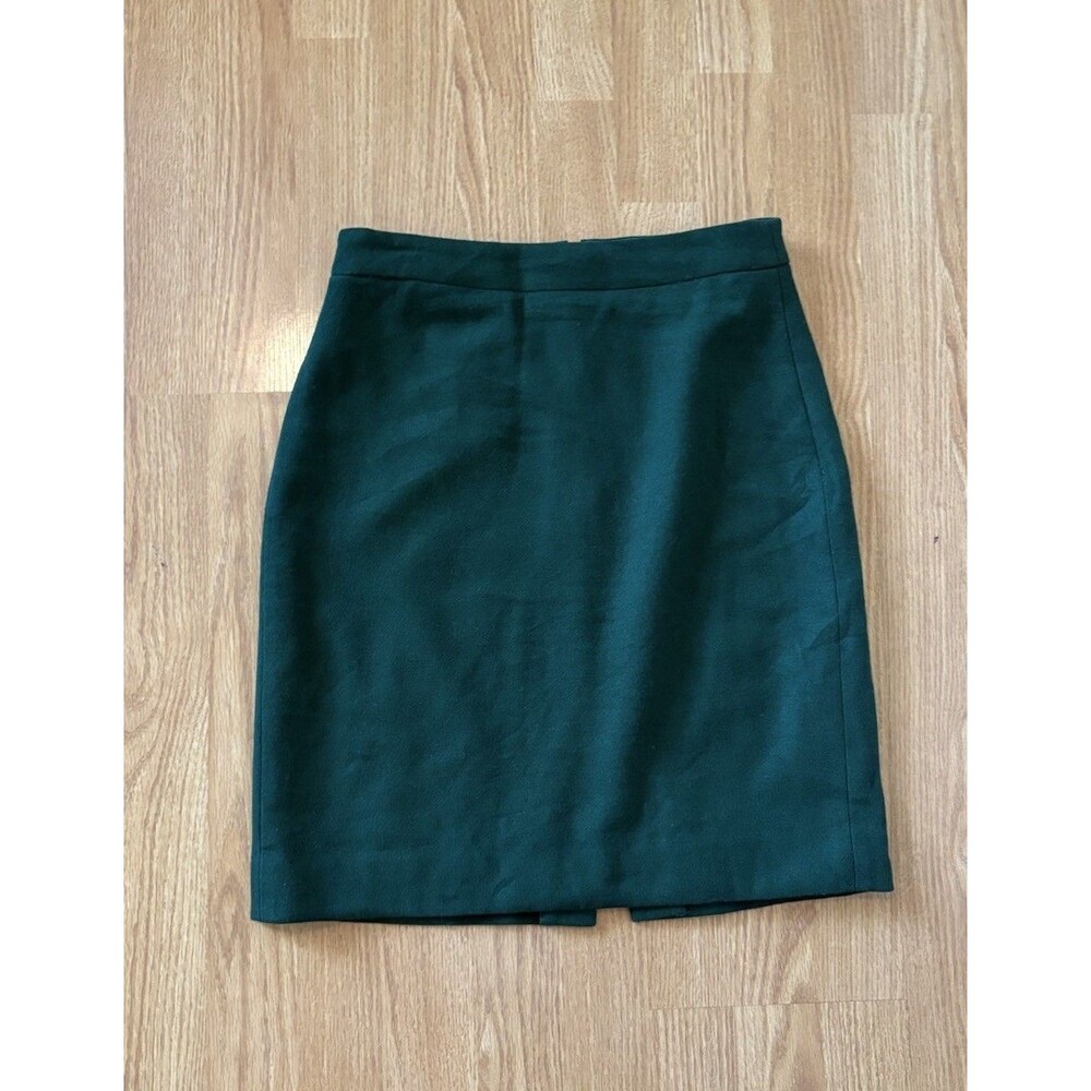 J Crew Dark Green Wool Blend Knee Length Pencil Skirt Size 6